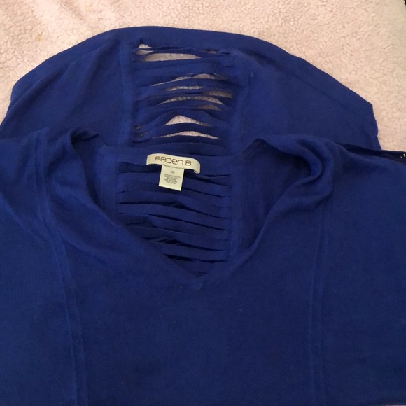 Oversized Blue Ribbed-Back HiLo Top - Picture 3 of 3